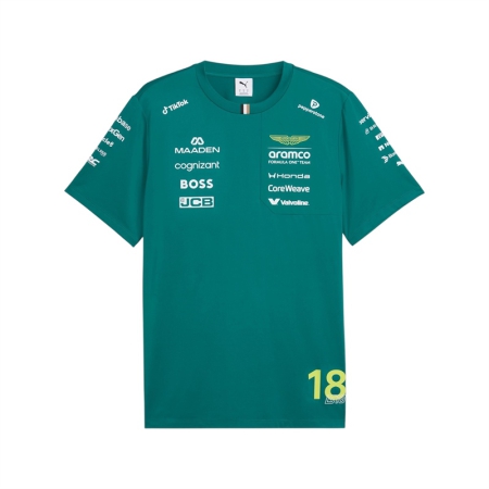 ÁO ĐẤU CÔNG THỨC 1 PUMA TEAM ASTON MARTIN ARAMCO REPLICA #18 STROLL TEE UNISEX - XANH “713891-01”