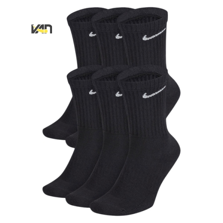 TẤT/VỚ THỂ THAO NIKE EVERYDAY CUSHION CREW 6 ĐÔI - ĐEN “SX7666-010”