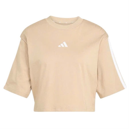 ÁO THUN THỜI TRANG COTTON 3 SỌC DÁNG RỘNG ESSENTIALS - KEM “JX7671”