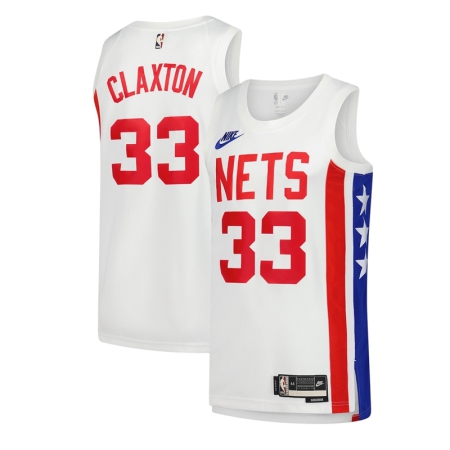 ÁO BÓNG RỔ NIKE BROOKLYN NETS NAMESET CLAXTON #33 - TRẮNG “DO9485-100”
