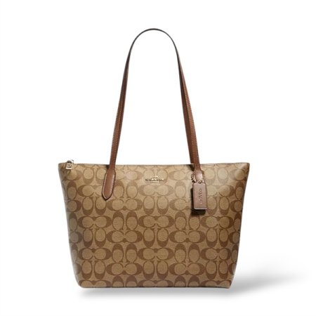 TÚI NỮ COACH ZIP TOP TOTE IN SIGNATURE CANVAS BAG BROWN “4455-IME74”