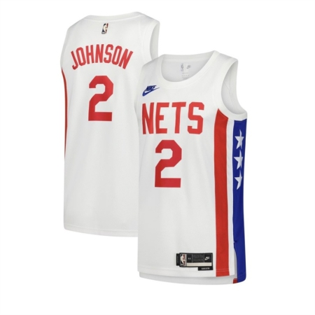 ÁO BÓNG RỔ NIKE BROOKLYN NETS NAMESET JOHNSON #2 - TRẮNG “DO9485-100”