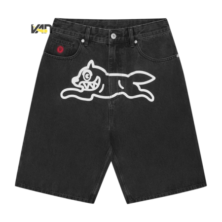 QUẦN NGẮN THỜI TRANG ICE CREAM BBC DOG DENIM - ĐEN