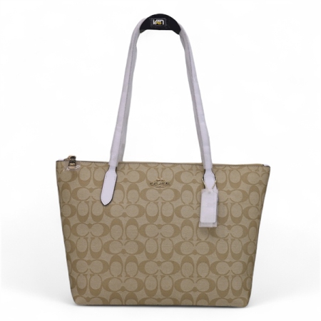 TÚI TOTE COACH BOLSO CREMALLERA SIGNATURE CANVAS - MÀU KEM “ J2580-4455”