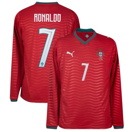 ÁO BÓNG ĐÁ PUMA ĐTQG BỒ ĐÀO NHA SÂN NHÀ 2026 NAMESET RONALDO #7 TAY DÀI - ĐỎ “783279-01”