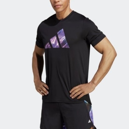 ÁO THUN ADIDAS TRAINING ĐEN LOGO MÀU