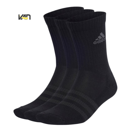 TẤT/VỚ THỂ THAO ADIDAS CUSHIONED CREW (3 ĐÔI) - ĐEN “IA3950”