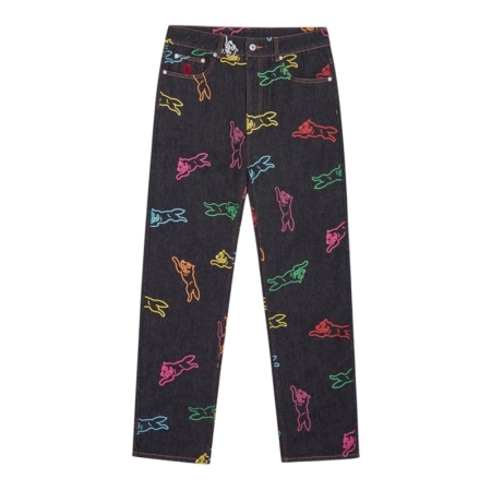 QUẦN DÀI NAM ICECREAM BBC ALLOVER RUNNING DOG DENIM JEANS - ĐEN “IC24249”