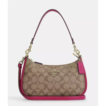 TÚI COACH TERI SHOULDER/CROSSBODY HOBO BAG IN SIGNATURE CERISE NÂU